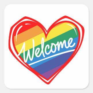 Sticker Carré Rainbow Welcome Heart