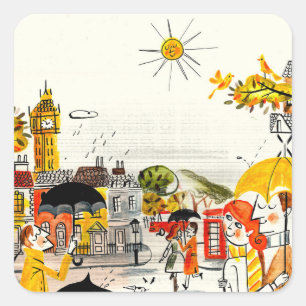 Sticker Carré Rainy Day à Londres