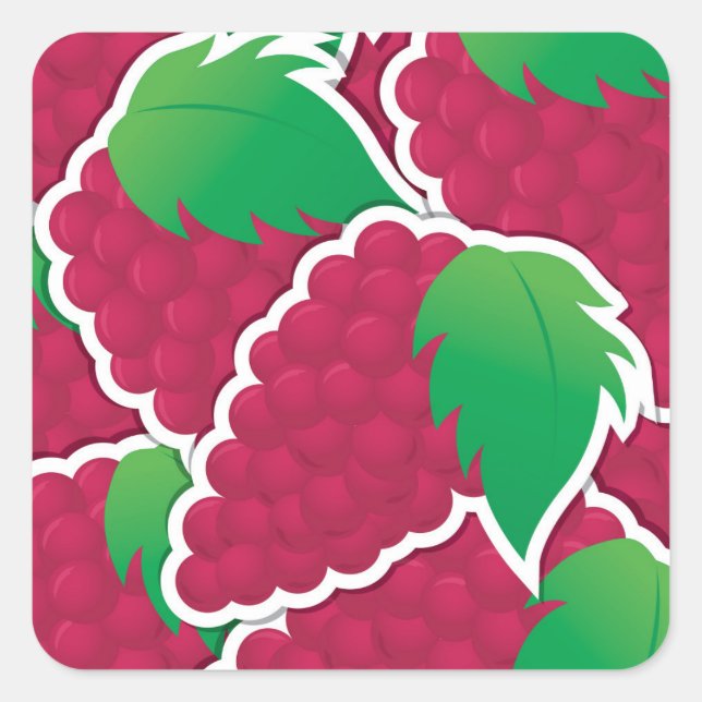 Sticker Carré Raisins rouges funky (Devant)