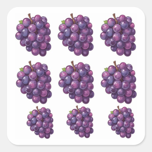 Sticker Carré Raisins Violets (Devant)