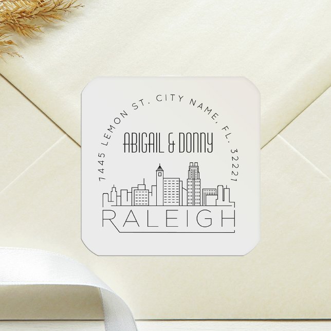 Sticker Carré Raleigh Mariage | Sceau d'enveloppe préadressé (Créateur téléchargé)