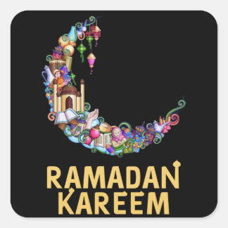Sticker Carré Ramadan Kareem Moubarak Lune de jeûne