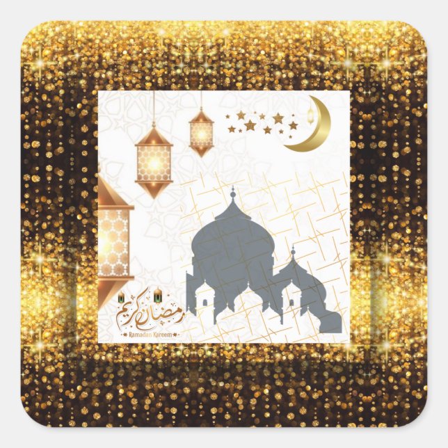 Sticker Carré Ramadan kareem or (Devant)