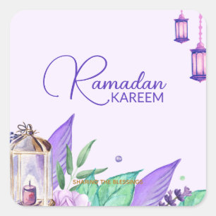 Sticker Carré Ramazan Ramadan Kareem Aquarelle