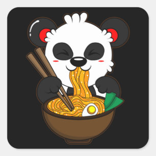 Sticker Carré Ramen Noodles Kitsune Fox Kawaii Anime Neko Japon