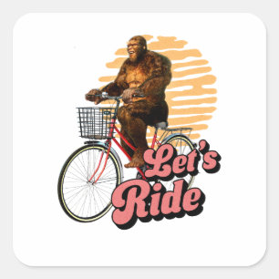 Sticker Carré Randonnée à vélo dans la forêt de Sasquatch