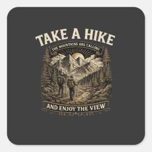 Sticker Carré Randonnée Prenez une Randonnée – Les Montagnes App