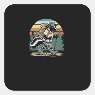 Sticker Carré Randonneur Vintage Skunk Aventure de Randonnée Dr