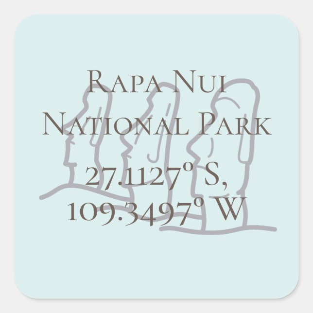 Sticker Carré Rapa Nui Latitude & Longitude (Devant)