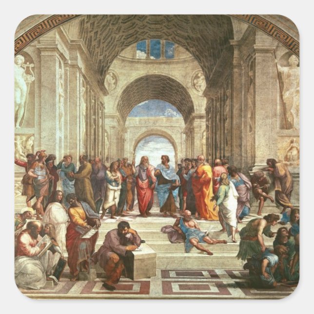 Sticker Carré Raphael - L'École d'Athènes (Devant)