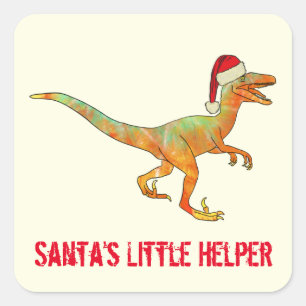 Sticker Carré Raptor Dinosaure Effrayant Drôle Ironie Festive Sl