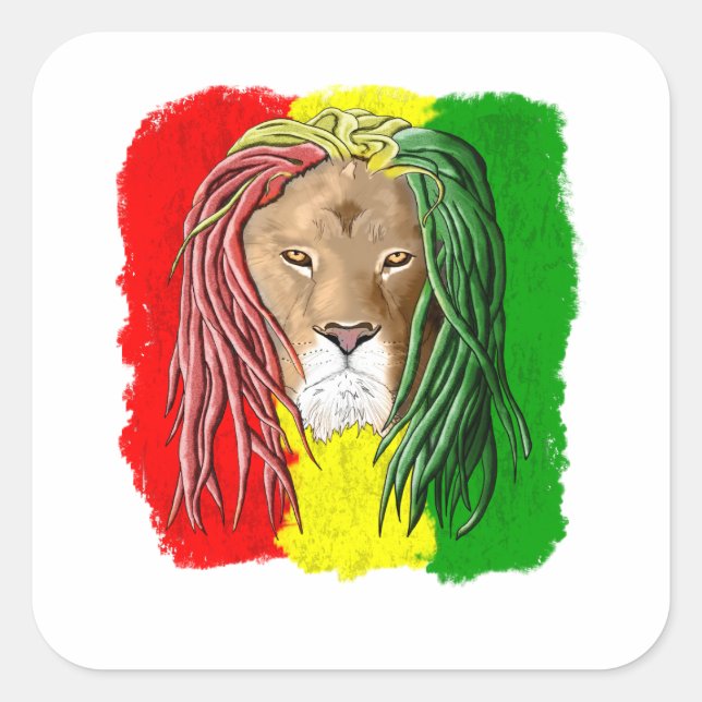 Sticker Carré Rasta Lion (Devant)