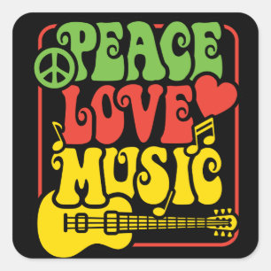 Sticker Carré Rasta Peace Love Music