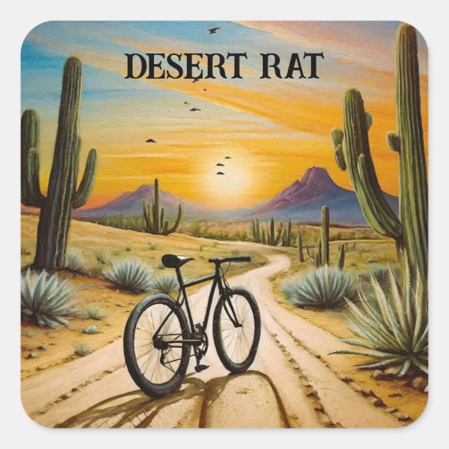 Sticker Carré Rat du désert, personnalisable (Devant)