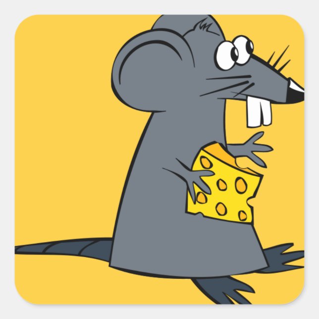 Sticker Carré Rat mignon au fromage (Devant)