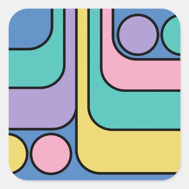 Sticker Carré Rationalisation Moderne Style rétro Design géométr (Devant)