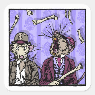 Sticker Carré Rats et os - Pop Goth Nightmare Surreal