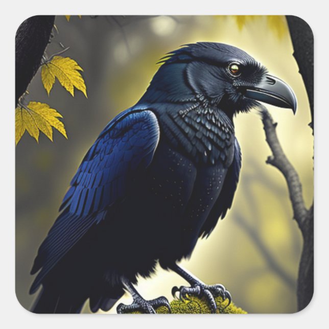 Sticker Carré Raven rustique - Natures Guardian (Devant)