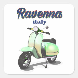 Sticker Carré Ravenne Italie vintage poster voyage