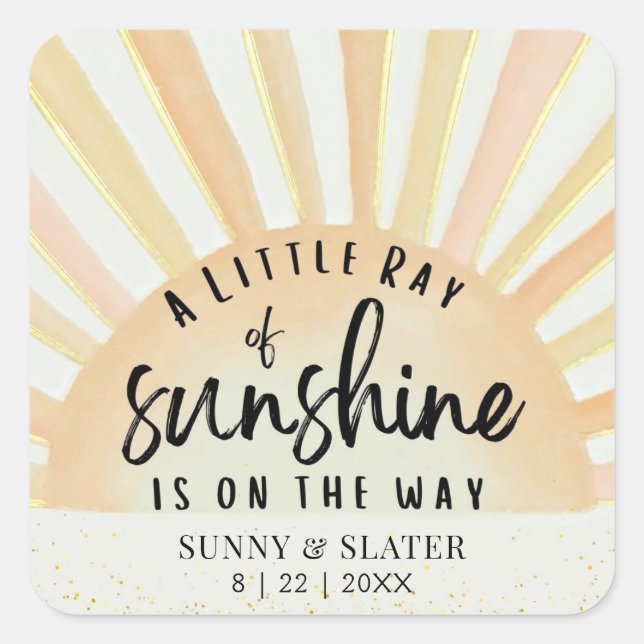 Sticker Carré Ray Of Sunshine Retro Baby shower De Plage D'Été (Devant)