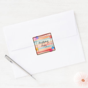 Sticker Carré Rayure colorée aquarelle lumineuse personnalisée