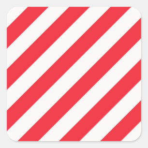 Sticker Carré Rayures diagonales rouges et blanches de sucre de