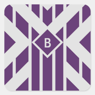 Sticker Carré Rayures pourpres de parallélogramme sur le gris