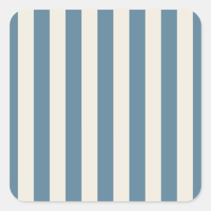 Sticker Carré Rayures verticales bleues et crème