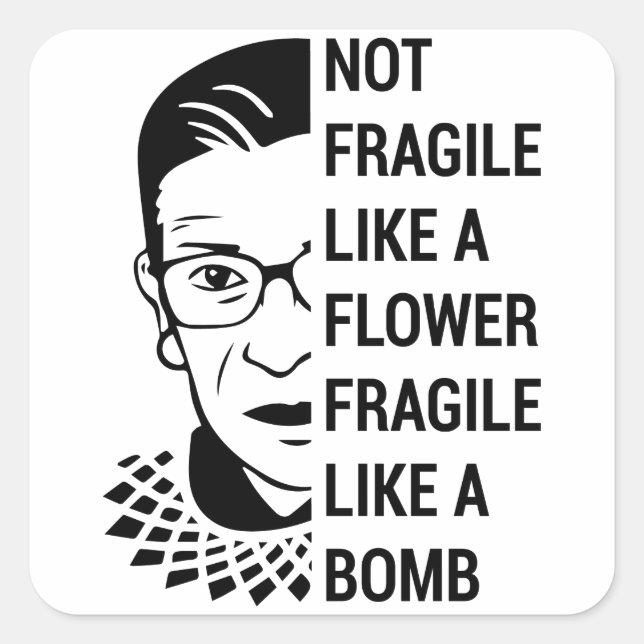 Sticker Carré RBG célèbre, Ruth Bader Ginsburg, RBG féministe (Devant)