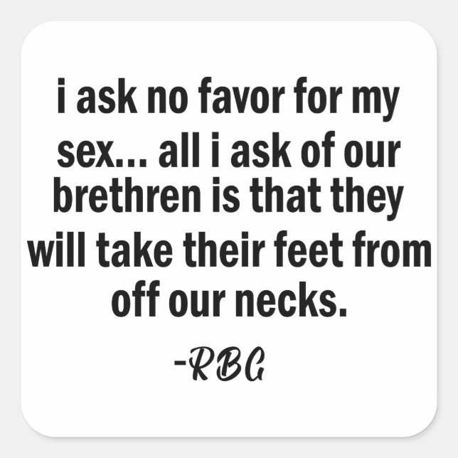 Sticker Carré RBG, Ruth Badger Ginsburg, Femme forte (Devant)