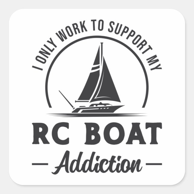 Sticker Carré RC Boat Addiction Modèle à distance Radio RC Boat (Devant)