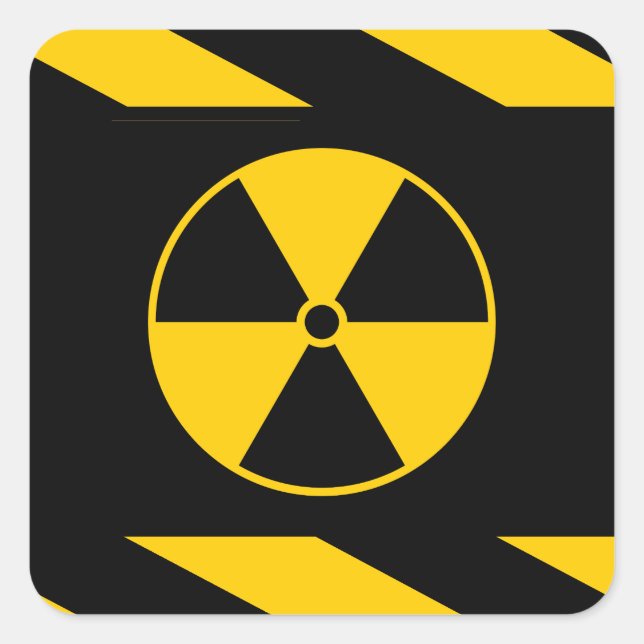Sticker Carré Réacteur nucléaire radioactif jaune et noir (Devant)