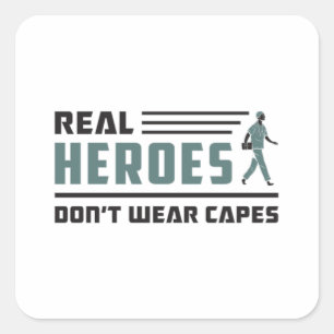 Sticker Carré Real Heroes Paramedic Ambulance EMT EMS drôle