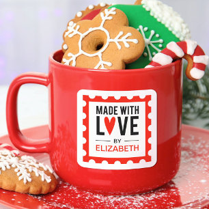 Sticker Carré Réalisé Avec L'Autocollant Coeur Rouge D'Amour