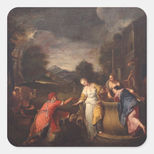 Sticker Carré Rebecca at the Well (Devant)