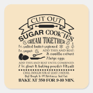 Sticker Carré Recette de biscuits sucre amusant ajouter du texte