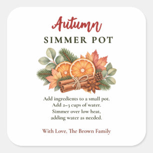 Sticker Carré Recette de pot-pourri d'automne personnalisée au n
