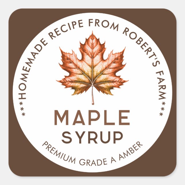 Sticker Carré Recette maison au sirop d'érable (Devant)