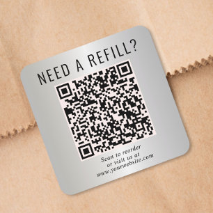 Sticker Carré Recharge Code QR Argent