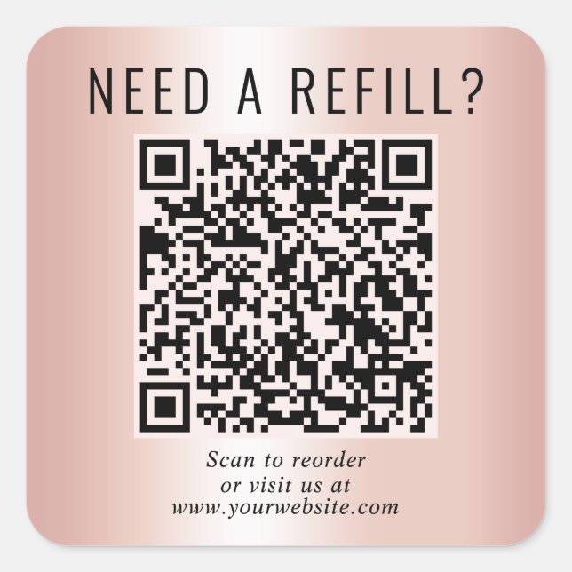 Sticker Carré Recharge Code QR Rose Gold (Devant)