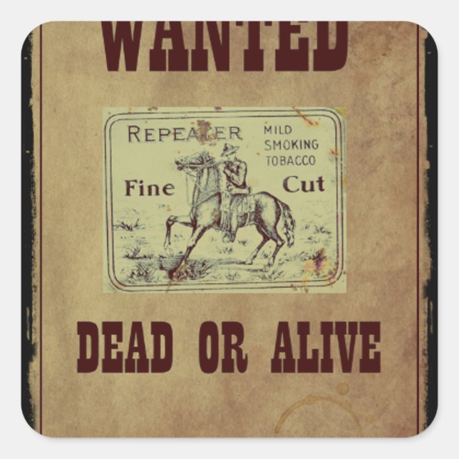Sticker Carré Recherché mort ou vivant (Devant)