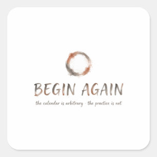 Sticker Carré Recommencer — Chemise Enso de Nouvel An Zen