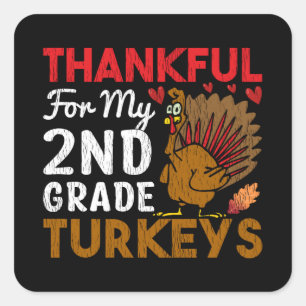 Sticker Carré Reconnaissant pour mon dîner de Thanksgiving de 2e