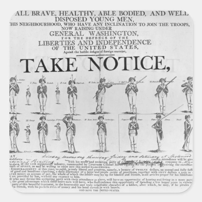 Sticker Carré Recrutement de l'armée américaine montrant divers  (Devant)