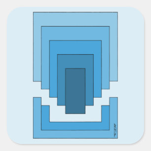Sticker Carré Rectangle Abstrait en Bleu
