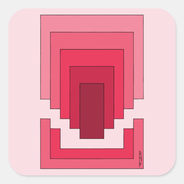Sticker Carré Rectangle Abstrait en Rouge (Devant)