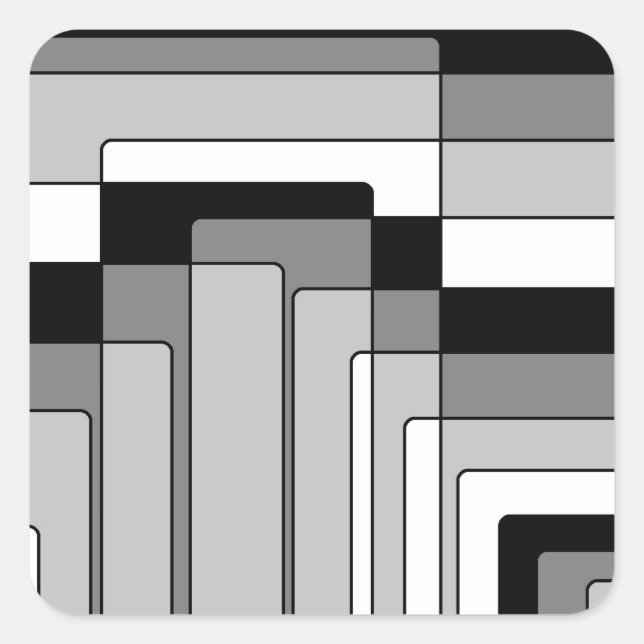 Sticker Carré Rectangles Abstraites en noir et blanc (Devant)
