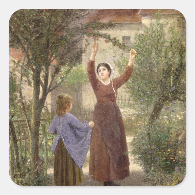 Sticker Carré Récupération des cerises (Devant)