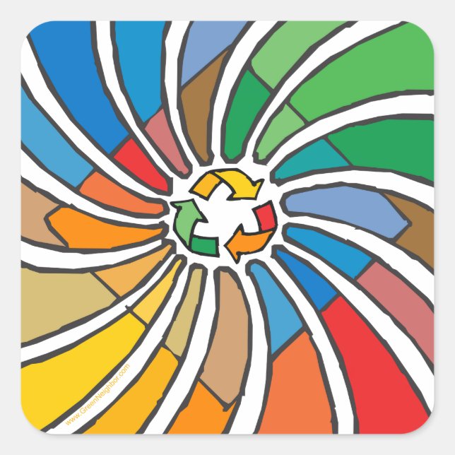 Sticker Carré Recycler l'art des signes (Devant)