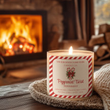 Red and White Candy Cane Design Candle Labels